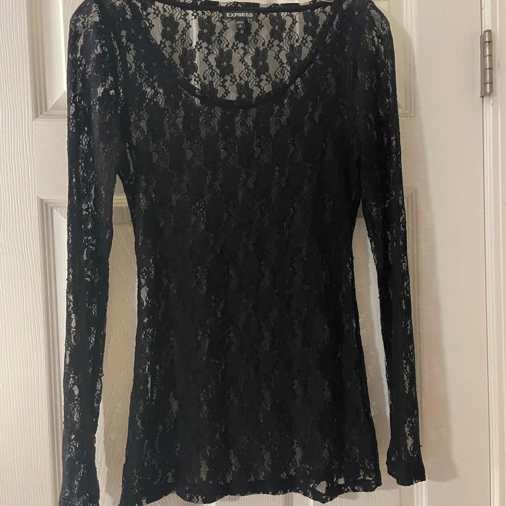 Express Elegant Black Lace Blouse